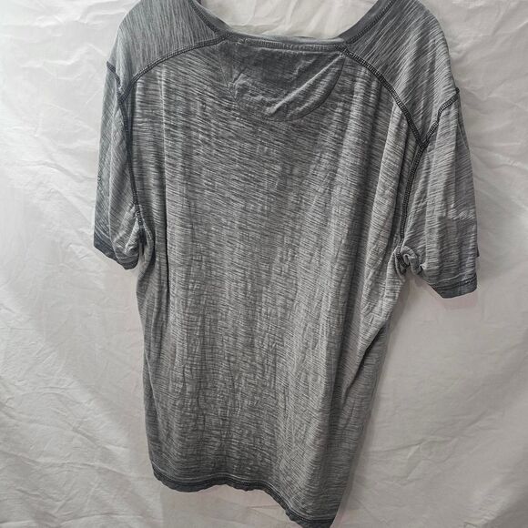 Vintage y2k grey cyber grunge emo skater henley short sleeve tee - Picture 2 of 3